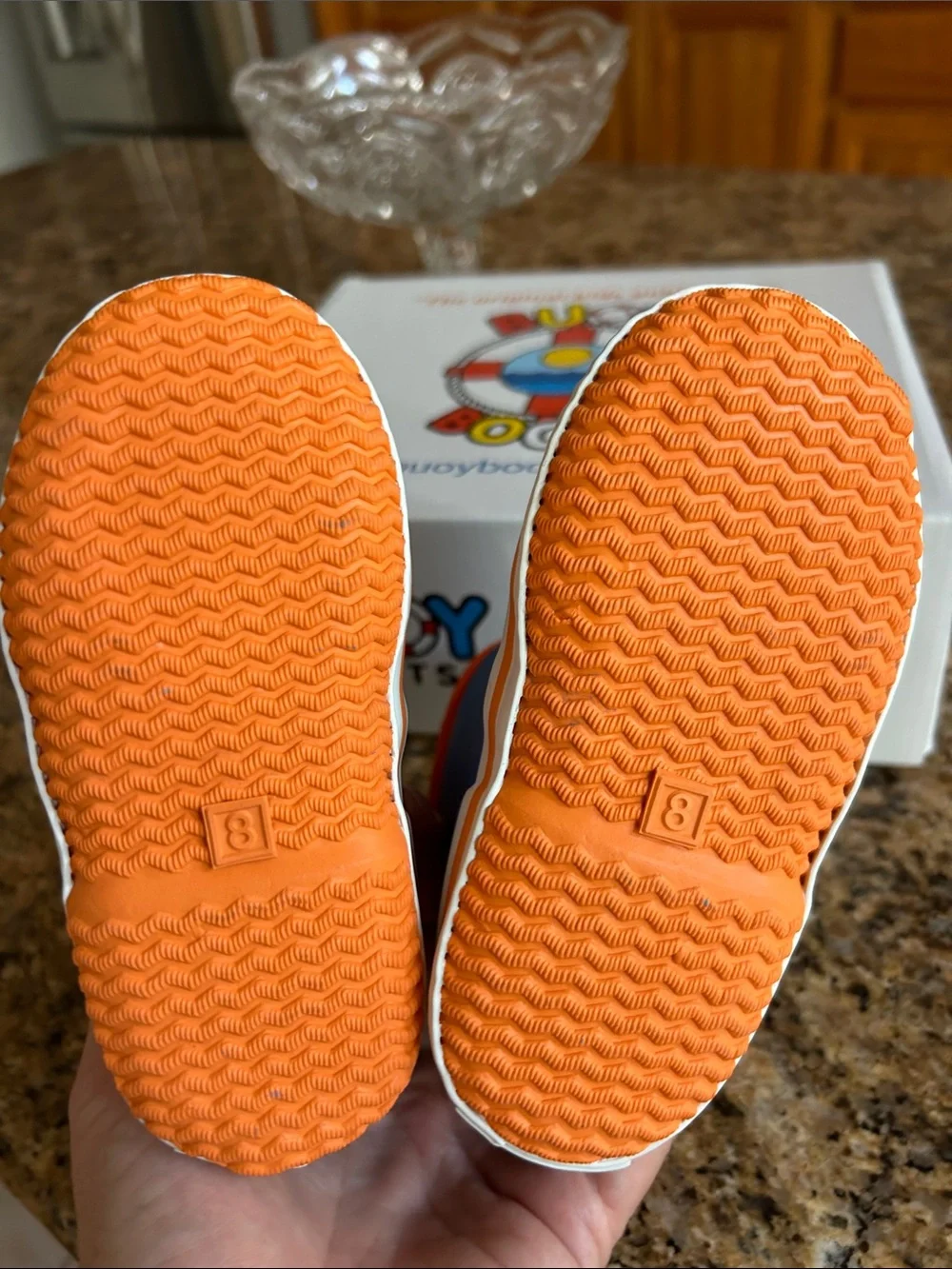 Kids' Blue & Orange Ankle Rain Boots